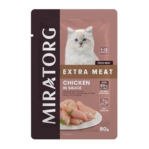 Miratorg Kitten Gravy Tavuk Etli Yavru Kedi Yaş Maması 80 Gr - 1