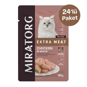 Miratorg Kitten Gravy Tavuk Etli Yavru Kedi Yaş Maması 80 Gr x 24 Adet - 1