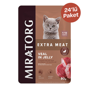 Miratorg Kitten Jelly Dana Etli Yavru Kedi Yaş Maması 80 gr x 24 Adet