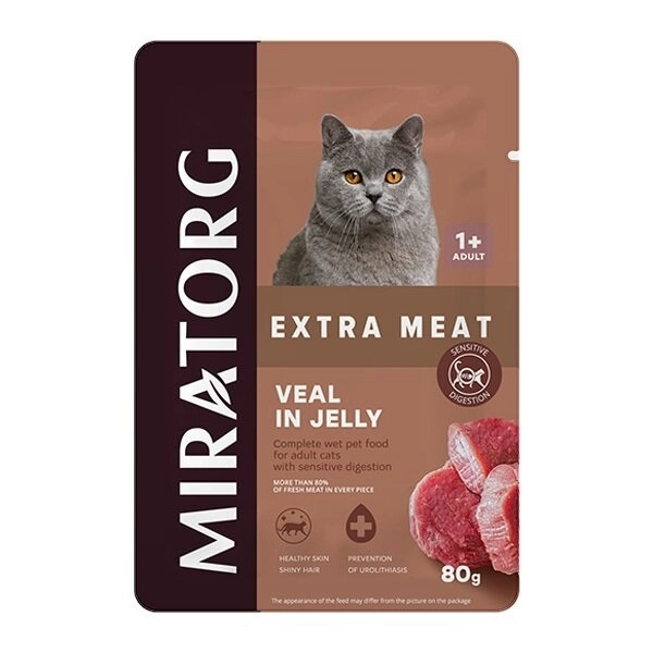 Miratorg Sensitive Digestion Jelly Dana Etli Kedi Yaş Maması 80 Gr - 1