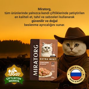 Miratorg Sterilised Gravy Kısırlaştırılmış Tavuklu Kedi Yaş Maması 80 Gr - 3