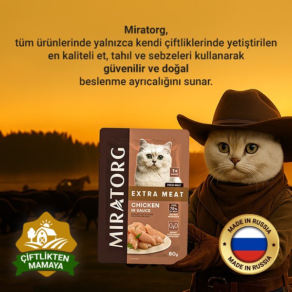 Miratorg Sterilised Gravy Kısırlaştırılmış Tavuklu Kedi Yaş Maması 80 Gr - 3