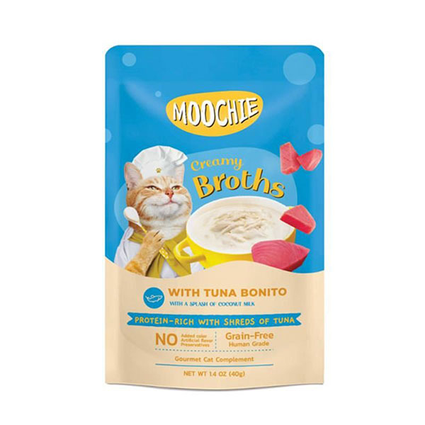 Moochie Parça Ton Balıklı ve Palamutlu Tahılsız Kedi Çorbası 40gr - 1