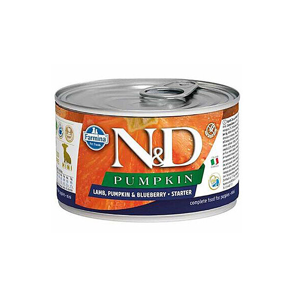 N&D Pumpkin Balkabaklı, Kuzu Etli ve Yaban Mersinli Küçük Irk Yavru Starter Köpek Yaş Maması 140 gr