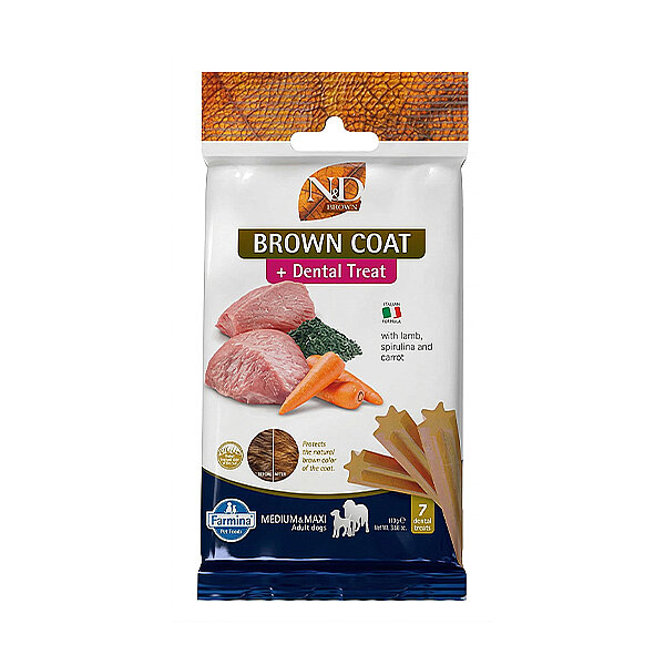 N&D Brown Coat Kuzu Etli Spirulina ve Havuçlu Orta ve Büyük Irk Köpek Ödül Maması 100 gr - 1