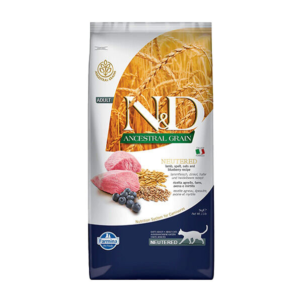 N&D Düşük Tahıllı Kuzu Etli ve Yaban Mersinli Kısırlaştırılmış Kedi Maması 10 kg - 1