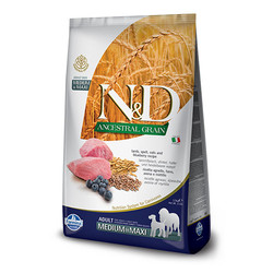 N&D Düşük Tahıllı Kuzu Etli ve Yaban Mersinli Yetişkin Köpek Maması 2.5 kg
