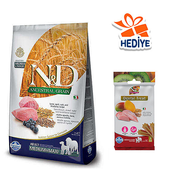 N&D Düşük Tahıllı Kuzu Etli ve Yaban Mersinli Yetişkin Köpek Maması 12 kg