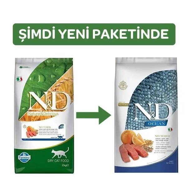 N&D Düşük Tahıllı Somonlu Kısırlaştırılmış Kedi Maması 10 KG - 2