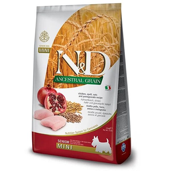 N&D Düşük Tahıllı Tavuk Etli ve Narlı Light Küçük Irk Yaşlı Köpek Maması 2,5 kg - 1