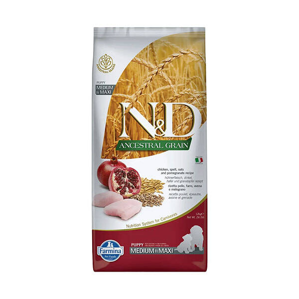 N&D Düşük Tahıllı Tavuk Etli ve Narlı Yavru Köpek Maması 12 kg - 1