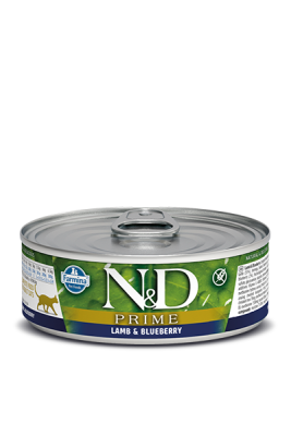 ​N&D Prime Tahılsız Kuzu Etli Yaban Mersinli Kedi Yaş Maması 70 GR - 1