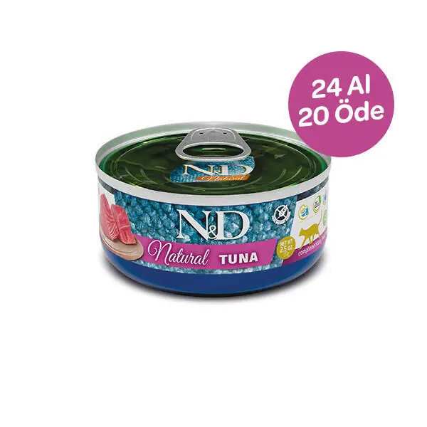 N&D Natural Ton Balıklı Kedi Konservesi 80 gr x 24 - 1
