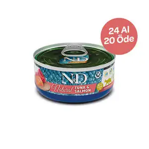 N&D Natural Ton Balıklı ve Somonlu Kedi Konservesi 70 gr x 24