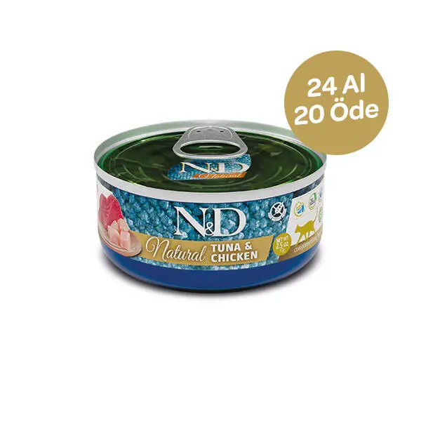 N&D Natural Ton Balıklı ve Tavuklu Kedi Konservesi 80 gr x 24 - 1