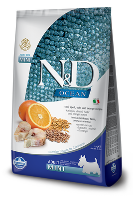 N&D Ocean Düşük Tahıllı Morina Balıklı ve Portakallı Küçük Irk Yetişkin Köpek Maması 2.5 kg - 1