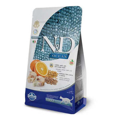 N&D Ocean Düşük Tahıllı Morina Balıklı ve Portakallı Yetişkin Kedi Maması 1.5 kg - 1