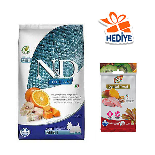 N&D Ocean Balkabaklı ve Morina Balıklı Küçük Irk Yetişkin Köpek Maması 2.5 kg