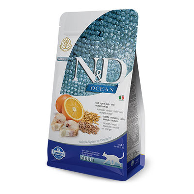 N&D Ocean Düşük Tahıllı Morina Balıklı ve Portakallı Yetişkin Kedi Maması 5 kg - 1