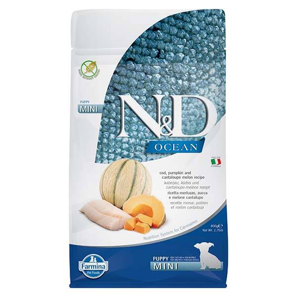 N&D Ocean Balkabaklı, Morina Balıklı ve Kavunlu Küçük Irk Yavru Köpek Maması 800 gr - 1