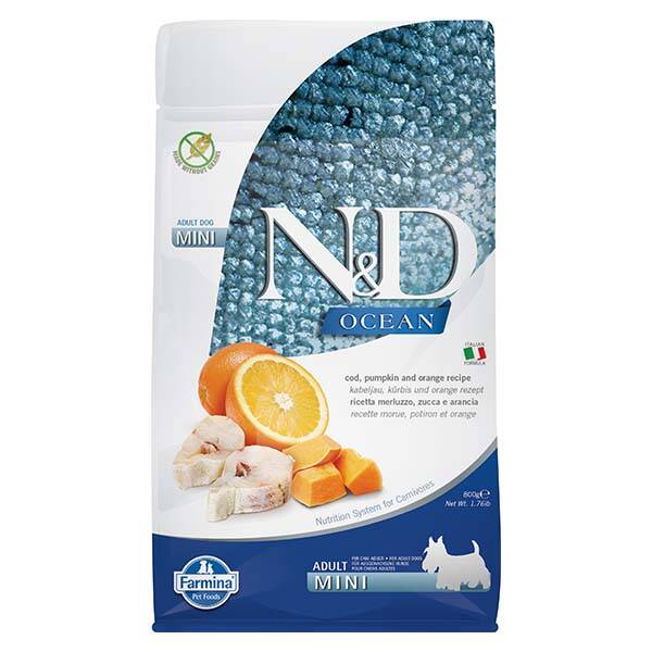 N&D Ocean Balkabaklı ve Morina Balıklı Küçük Irk Yetişkin Köpek Maması 800 gr - 1