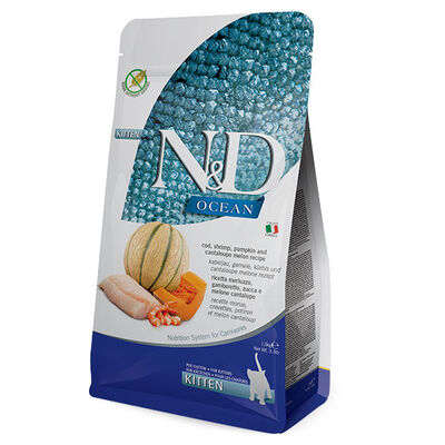 N&D Ocean Morina Balıklı, Karidesli, Balkabaklı ve Kavunlu Yavru Kedi Maması 1.5 kg - 1