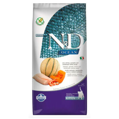 N&D Ocean Morina Balıklı, Karidesli, Balkabaklı ve Kavunlu Yavru Kedi Maması 5 kg - 1