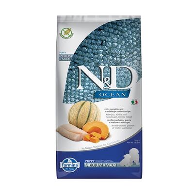 N&D Ocean Balkabaklı, Morina Balıklı ve Kavunlu Yavru Köpek Maması 12 kg - 1