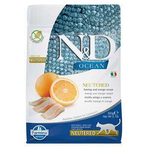 N&D Ocean Ringa Balıklı ve Portakallı Kısırlaştırılmış Kedi Maması 300 gr