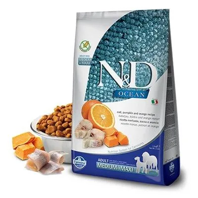 N&D Tahılsız Ocean Bal Kabaklı Balıklı Portakallı Köpek Maması 2.5Kg - 1