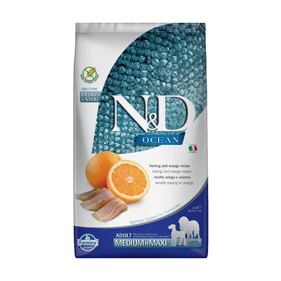 N&D Ocean Ringa Balıklı ve Portakallı Yetişkin Köpek Maması 2.5 kg - 1