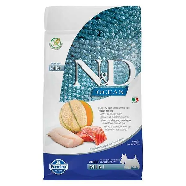 N&D Ocean Tahılsız Somon ve Morina Balıklı Küçük Irk Köpek Maması 800 GR - 1