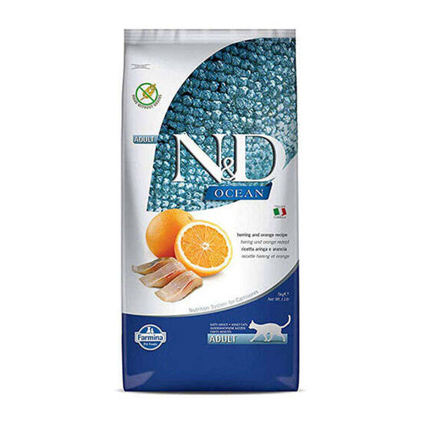 N&D Ocean Ringa Balıklı ve Portakallı Yetişkin Kedi Maması 10 kg - 1