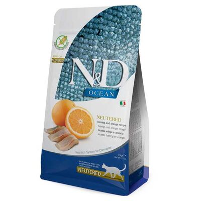 N&D Ocean Ringa Balıklı ve Portakallı Kısırlaştırılmış Kedi Maması 1.5 kg - 1