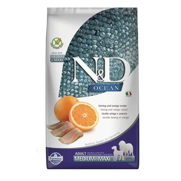 N&D Ocean Tahılsız Ringa Balığı ve Portakallı Köpek Maması 12 Kg - 2