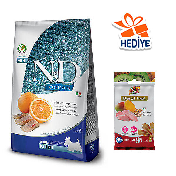 N&D Ocean Ringa Balıklı ve Portakallı Küçük Irk Yetişkin Köpek Maması 7 kg