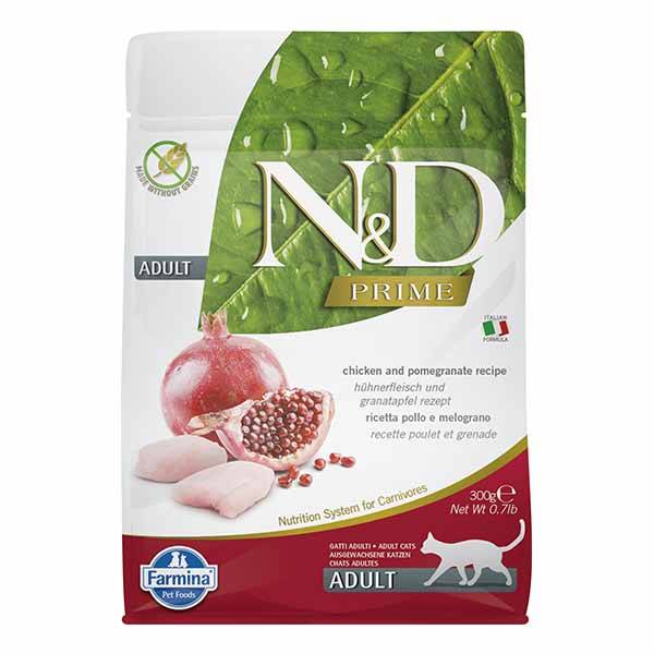N&D Prime Tahılsız Tavuklu ve Narlı Yetişkin Kedi Maması 300 gr - 1