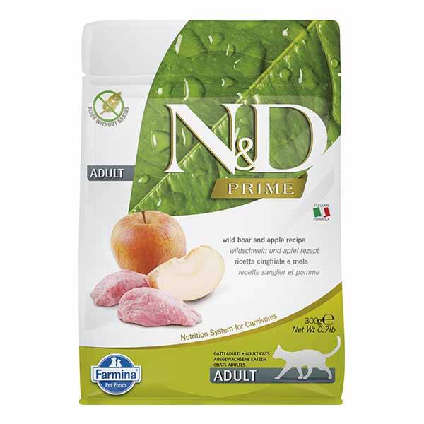 N&D Prime Tahılsız Domuz Etli ve Elmalı Yetişkin Kedi Maması 300 gr - 1
