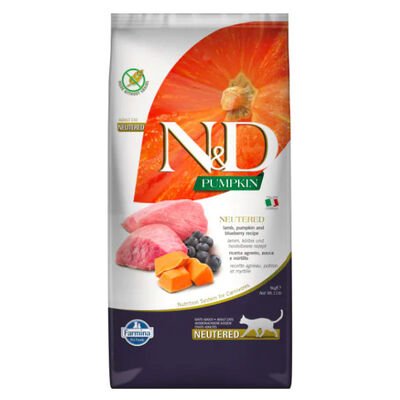 N&D Balkabaklı Kuzu Etli Yaban Mersinli Tahılsız Kısırlaştırılmış Kedi Maması 5 KG - 1