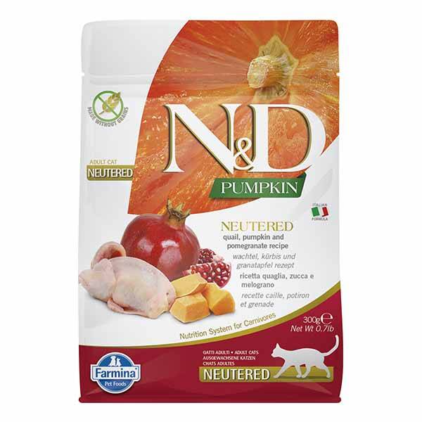 N&D Pumpkin Balkabaklı, Bıldırın Etli ve Narlı Kısırlaştırılmış Kedi Maması 300 gr - 1