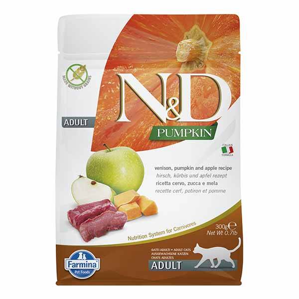 N&D Pumpkin Balkabaklı, Geyik Etli ve Elmalı Yetişkin Kedi Maması 300 gr - 1