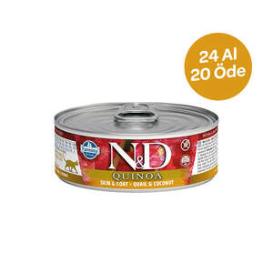 N&D Quina Bıldırcın ve Hindistan Cevizli Kedi Yaş Maması 80 gr x 24