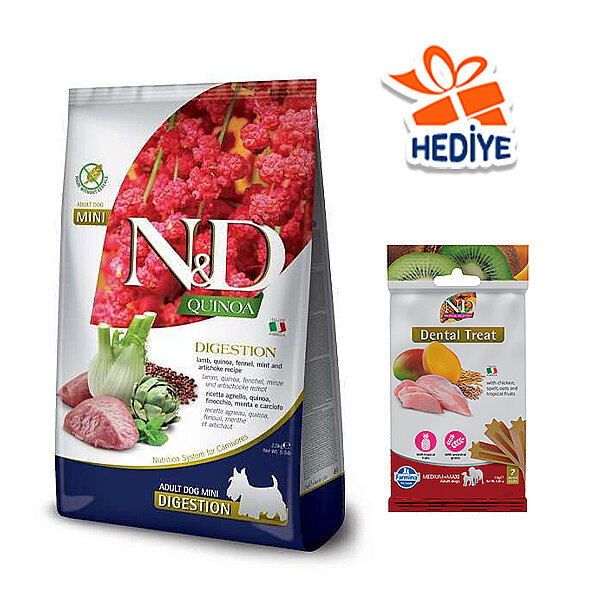 N&D Quinoa Digestion Sindirim Destekli Kuzu Etli ve Kionalı Küçük Irk Yetişkin Köpek Maması 2.5 kg