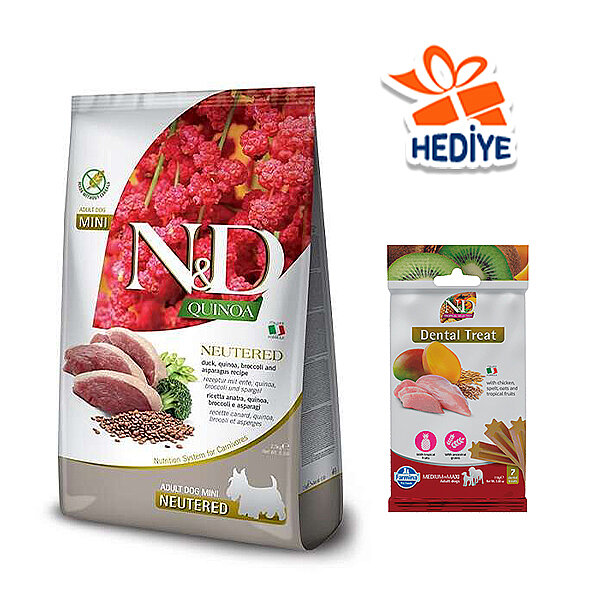N&D Quinoa Ördek Etli ve Brokolili Küçük Irk Kısırlaştırılmış Köpek Maması 2.5 kg