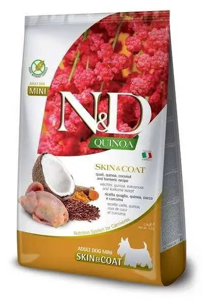 N&D Quinoa Skin Coat Bıldırcın Etli Mini Irk Köpek Maması 2.5 kg - 1