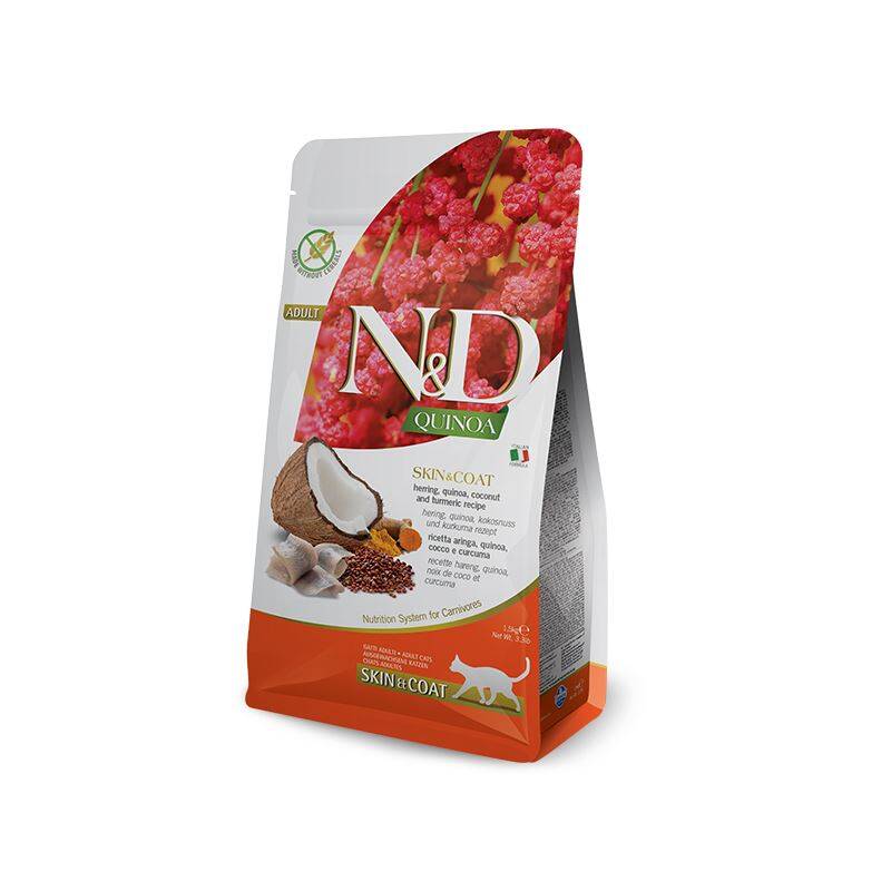 N&D Quinoa Skin&Coat Deri Sağlığı Destekli Ringa Balıklı ve Hindistan Cevizli Yetişkin Kedi Maması 1.5 kg - 1