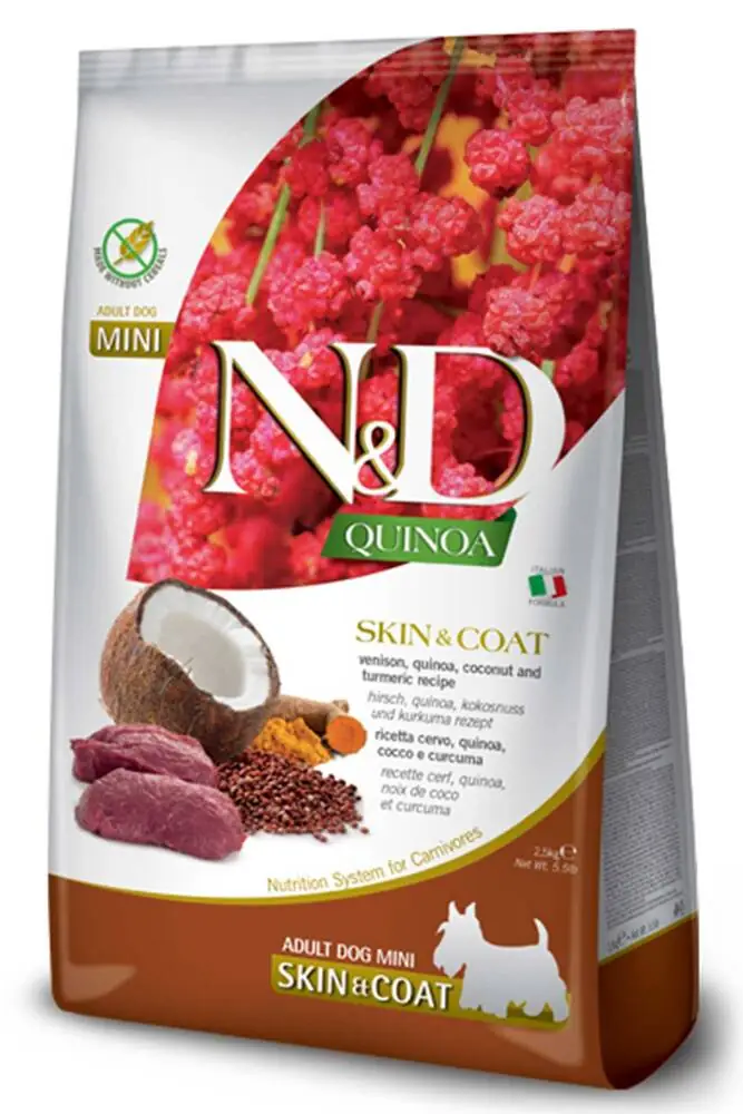 N&D Quinoa Skin Coat Geyik Etli Mini Irk Köpek Maması 2.5 kg - 1