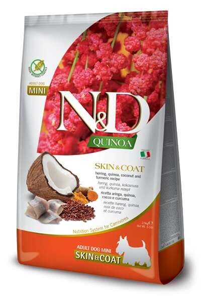 N&D Quinoa Skin&Coat Deri Sağlığı Destekli Ringa Balıklı ve Hindistan Cevizli Küçük Irk Yetişkin Köpek Maması 2.5 kg - 1