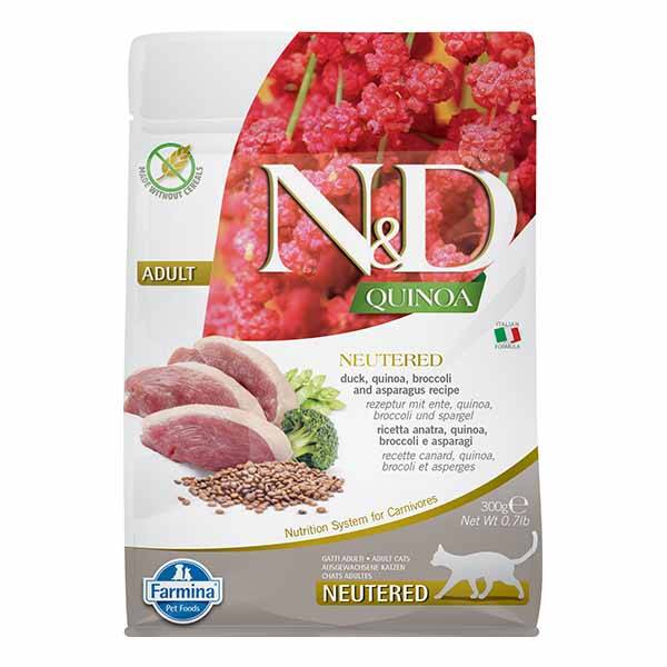 N&D Quinoa Ördek Etli ve Brokolili Kısırlaştırılmış Kedi Maması 300 gr - 1