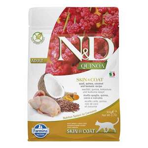 N&D Quinoa Skin&Coat Deri Sağlığı Destekli Bıldırcın Etli ve Hindistan Cevizli Yetişkin Kedi Maması 300 gr